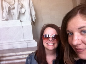 Michelle and I do a selfie in front of the Lincoln Memorial. September 2013